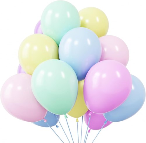 KBZVNAF Pastel Balloons - 50 Pack 12-Inch Multicolor Latex Balloons for Baby Showers & Birthday Parties