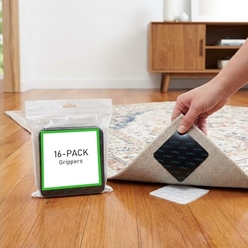 Anti-Slip Rug Grippers for Hardwood Floors - 16 Pack Non-Slip Carpet Corner Tape