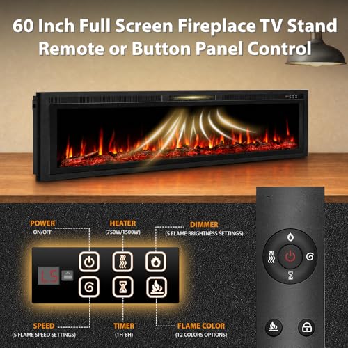 70-Inch Fireplace TV Stand with Electric Fireplace Insert and Mantel