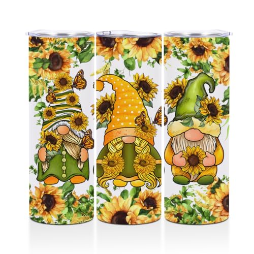 BQXH 20 oz Slim Tumbler with Sunflower Gnome Gift - Multi573