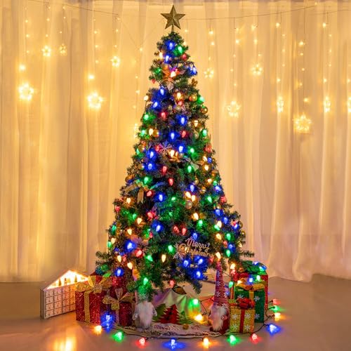 AWQ 200LED 146.9 ft Multicolor C9 Christmas Lights String Lights – 8 Modes, Timer, Extendable (Multicolor) 200LED
