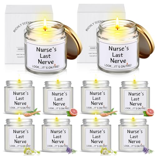 MTLEE Nurse Appreciation Gift 8 Pcs Lavender Scented Candles 3.5 oz White Edition