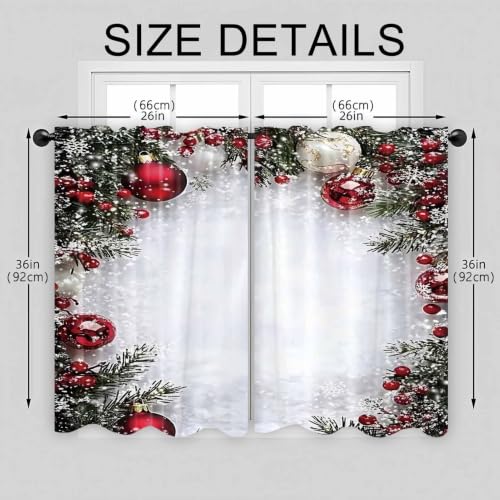 DOTOOMA 26x36 Inch White Pine Branch Christmas Kitchen Cafe Curtain Panel