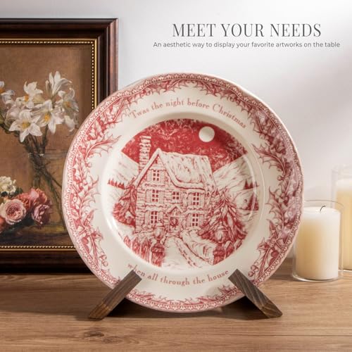 6.5-Inch Wooden Plate Stand, Decorative Tabletop Display Easel