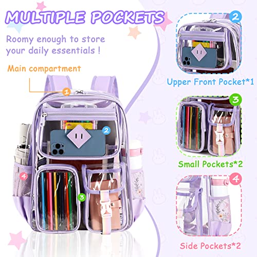 Clear Backpack Heavy Duty PVC Transparent School Bookbag for Girls