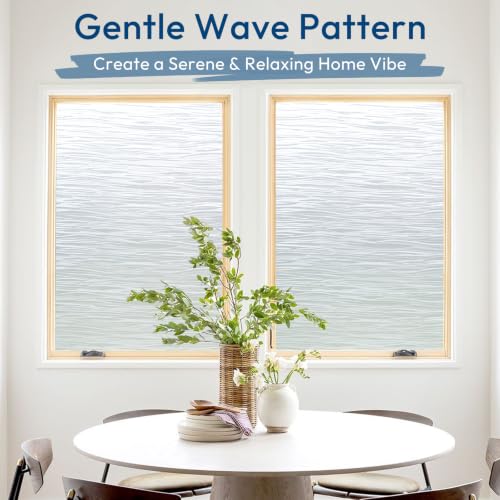 Frosted Window Film - Wave Pattern, Static Cling, 17.5" x 78.7"