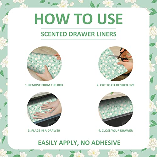 Jasmine Scented Drawer Liners - 6 Non-Adhesive Sheets for Closet & Dresser
