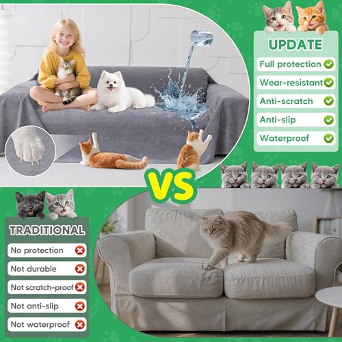 Waterproof Cat Scratch Proof Sofa Cover - 118"x71" Pet Protector