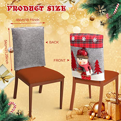 Christmas Chair Covers Set of 4 - Plush Santa Snowman Reindeer Decor