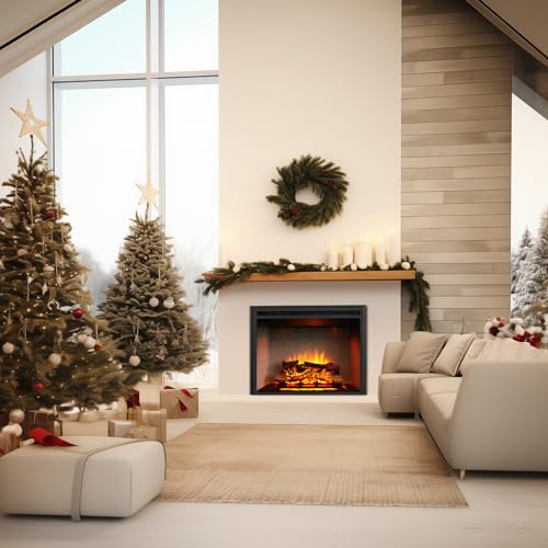 33 Inch Electric Fireplace Insert with Sound and Remote Control