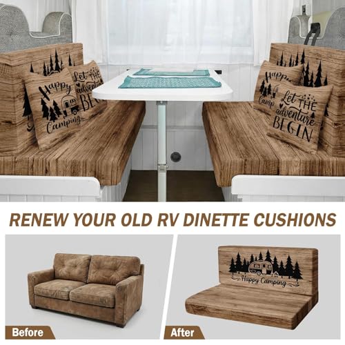 RV Dinette Cushion Covers Set - 6 Pcs Soft Washable Rustic Brown