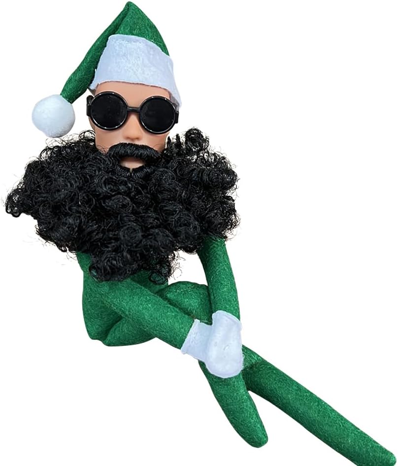 Skiennix Christmas Elf Doll Plush Toy - Handmade Funny Elf with Sunglasses | Green Holiday Gift