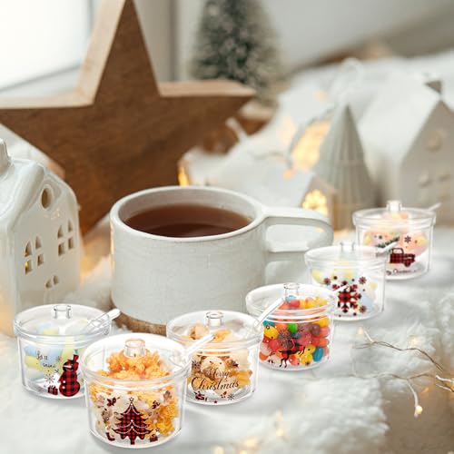 Roshtia 6 Pack Christmas Hot Cocoa Sugar Bowls Buffalo Plaid Design