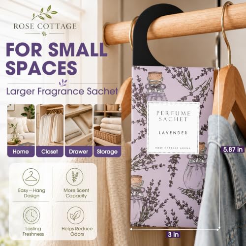 Lavender Hanging Scented Sachets (12 Pack) - Long-Lasting Closet Deodorizer