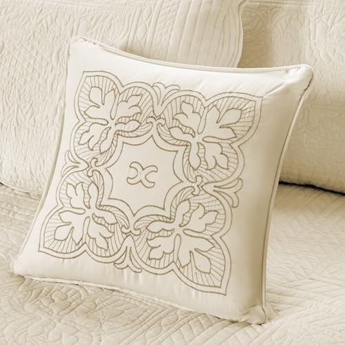 6-Piece Coastal Quilted Daybed Cover Set with Scalloped Edge - Cream, Twin