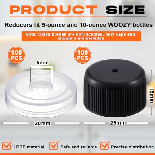 100-Pack Hot Sauce Bottle Screw Caps and Dripper Orifice Reducer Set