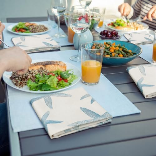 12-Piece Blue Starfish Cloth Napkins, 15-Inch Reusable Coastal Table Linens