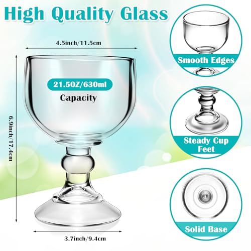 Sabary Set of 24 Extra Large 21.5 oz Margarita Glasses - Clear, Durable, Bulk