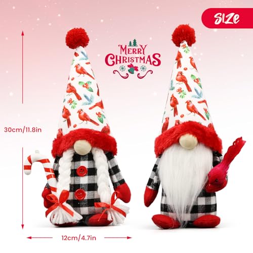 Red Cardinal Christmas Gnomes - Memorial Sympathy Decor for Home