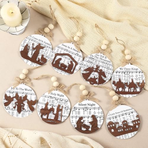 Nativity Scene Ornaments 32-Pack Wooden Music 3D Decor – HunnmingRe