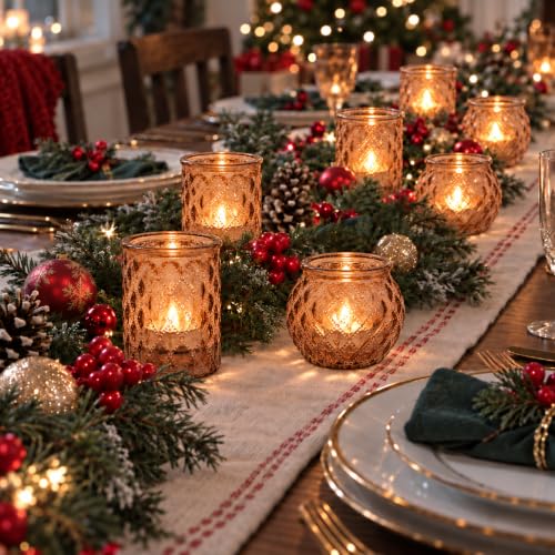 Amber 36-Pack Votive Candle Holders – Dual Shape Glass Tea Light Holders