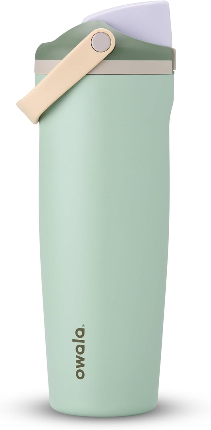 Owala FreeSip Sway - 30-Oz. Stainless Steel Water Bottle - Green Eucalyptus Design