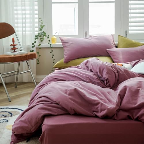Queen Duvet Cover Set 3 Piece - 100% Jersey Knit Cotton Soft Mauve