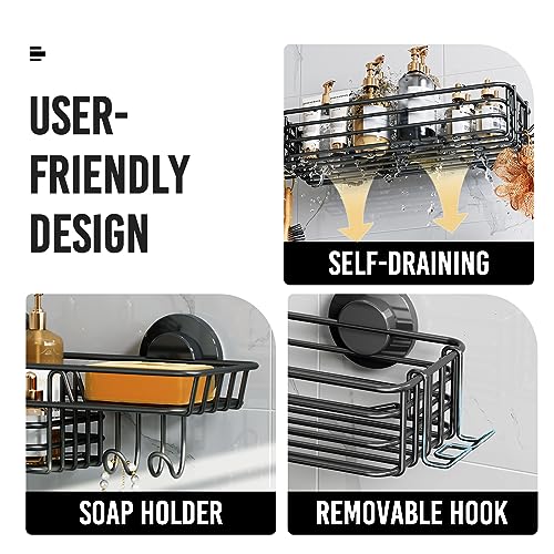 Shower Caddy Suction Cup 2 Pack Rustproof Bathroom Organizer Shelf