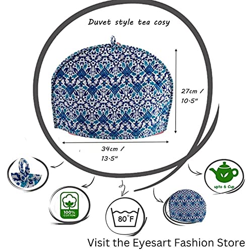 Quilted Tea Cozy for Teapots - Sky Blue Floral Fabric Kettle Cover