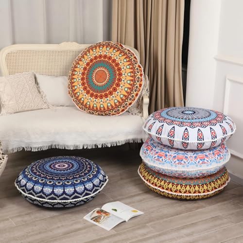 32-Inch Round Memory Foam Floor Pillow, Bohemian Meditation Seating Cushion