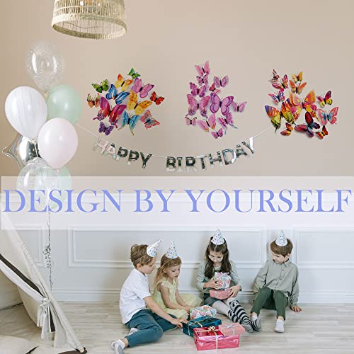Opseam 3D Butterfly Wall Decor Stickers with Magnets - 24 Pack Waterproof PVC