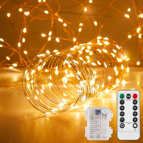 Ariceleo 4 Pack Outdoor String Lights 65.6 Ft Warm White LED with Remote & Timer, Waterproof Fairy Lights for Patio, Wedding, Party