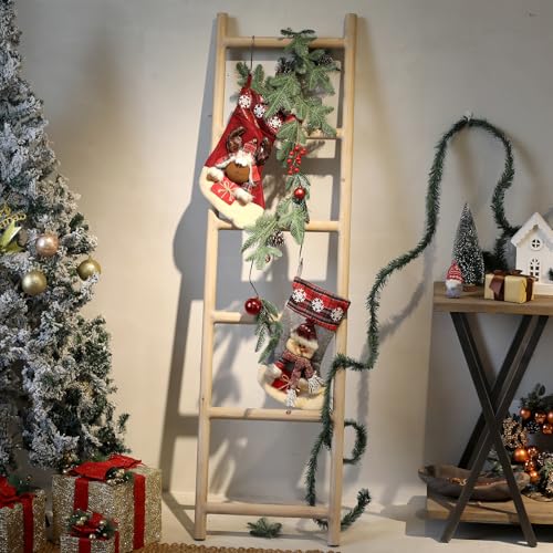 6ft Rustic Wooden Blanket Ladder - Fully Assembled Farmhouse Decor Rack