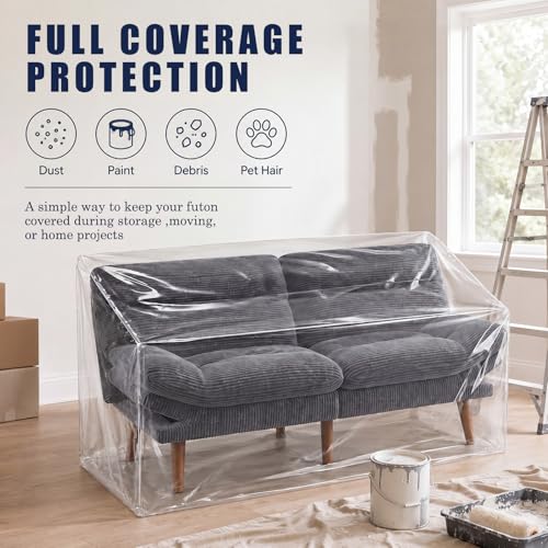 Heavy Duty Clear Futon Couch Cover - Waterproof & Dustproof Protector 73x39x35