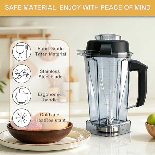 64oz Blender Pitcher Replacement Container with Stainless Steel Blades