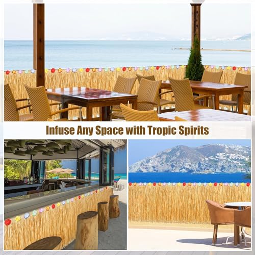36ft Hawaiian Luau Grass Table Skirt - Tropical Fringe Party Decoration
