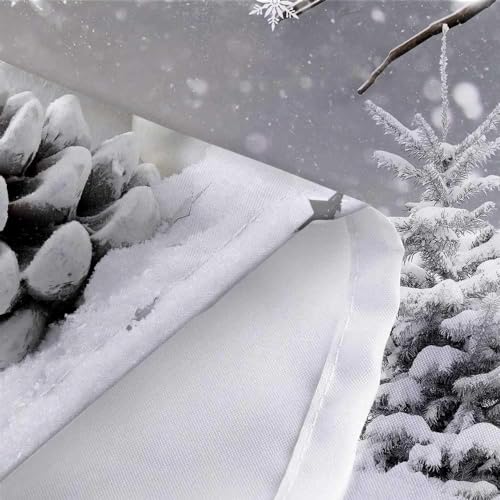 Grey Winter Christmas Shower Curtain 72x72in - Snowman Forest Scene, Waterproof
