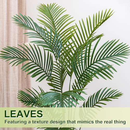 6FT Artificial Palm Tree with White Planter - Faux Potted Decor