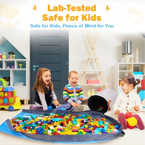 XXL Toy Storage Organizer with Large Detachable Play Mat – Gray Fabric Bin