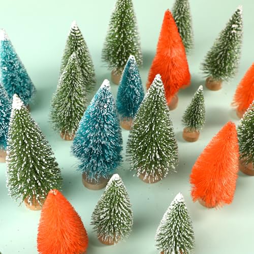 Mini Orange Christmas Tree - 8 Pcs Bottle Brush Holiday Decor