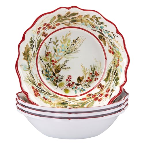 Certified International Christmas Gatherings 8.5-Inch Melamine Serving Bowls, Set of 4