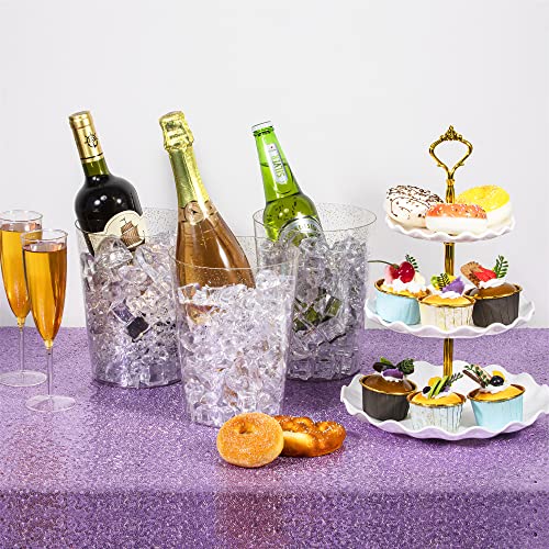 Gold Glitter Plastic Ice Bucket Set 12-Pack | Wedding & Party Champagne Chiller