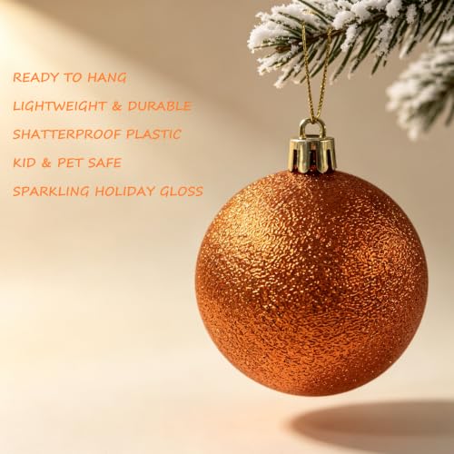 30pc Shatterproof Copper Christmas Ornaments, 2.36-inch Fall Bauble Set