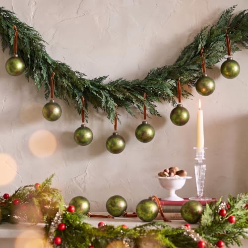 Suncalla Green Vintage Rustic Christmas Ball Ornaments Set 12 - 2.36 Inch