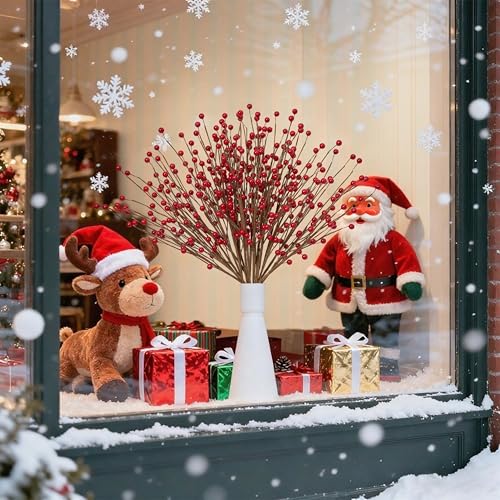 Red Berry Christmas Stems 24Pcs 17in - Holiday Centerpiece & Tree Decor by WSTPUPU (Red)