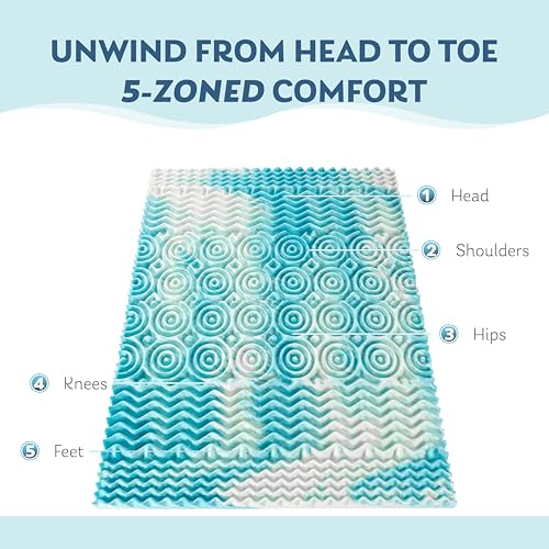 2 Inch Queen Gel Memory Foam Mattress Topper with 5-Zone Support