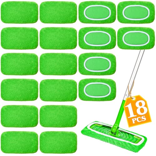18-Pack Reusable Microfiber Mop Pads - Washable Wet & Dry Floor Sweeping Cloths