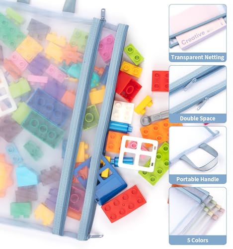 15-Pack Mesh Zipper Pouch Bags, A4 & A5 Storage Organizers with Handles