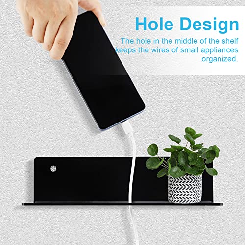 9-Inch Acrylic Floating Wall Shelves, Set of 2 Adhesive Display Ledges