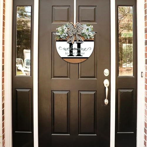 Initial Letter Front Door Wreath with Eucalyptus for Farmhouse Decor